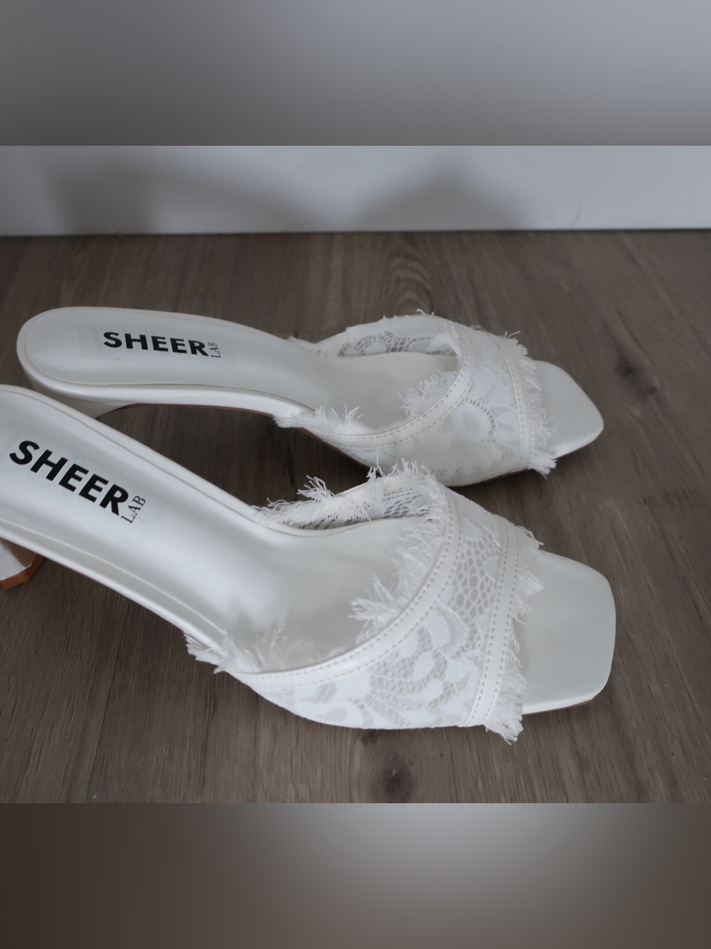 Sheer Lab White Lace Kitten Heals
